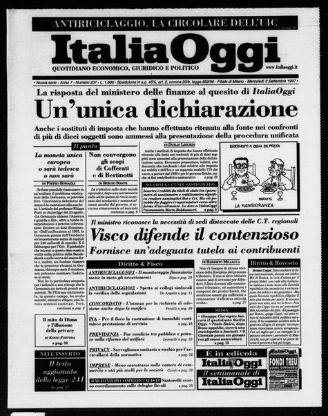 Italia oggi : quotidiano di economia finanza e politica